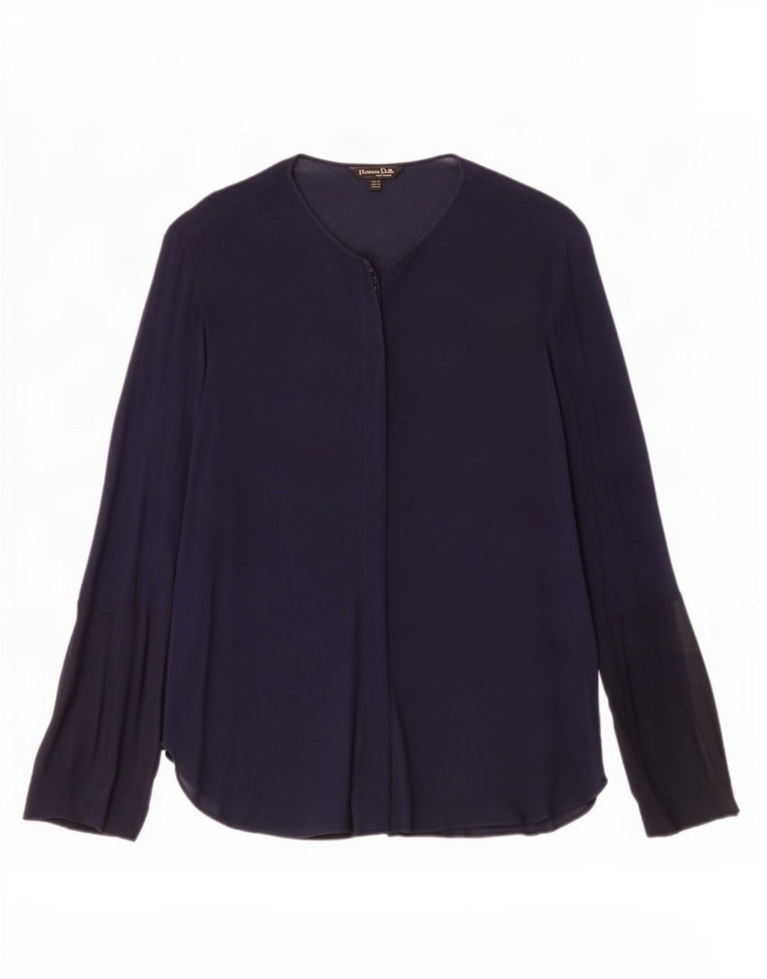 Massimo Dutti Dame Shirt Bluse EU 40 Medium Navy Blue Viscose