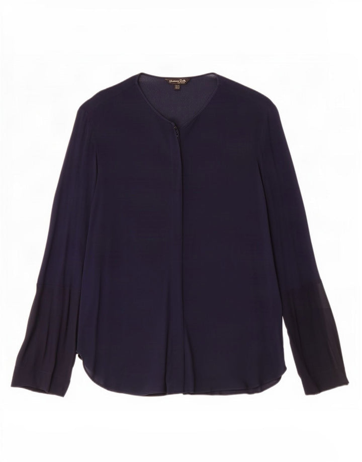Massimo Dutti Dame Shirt Bluse EU 40 Medium Navy Blue Viscose