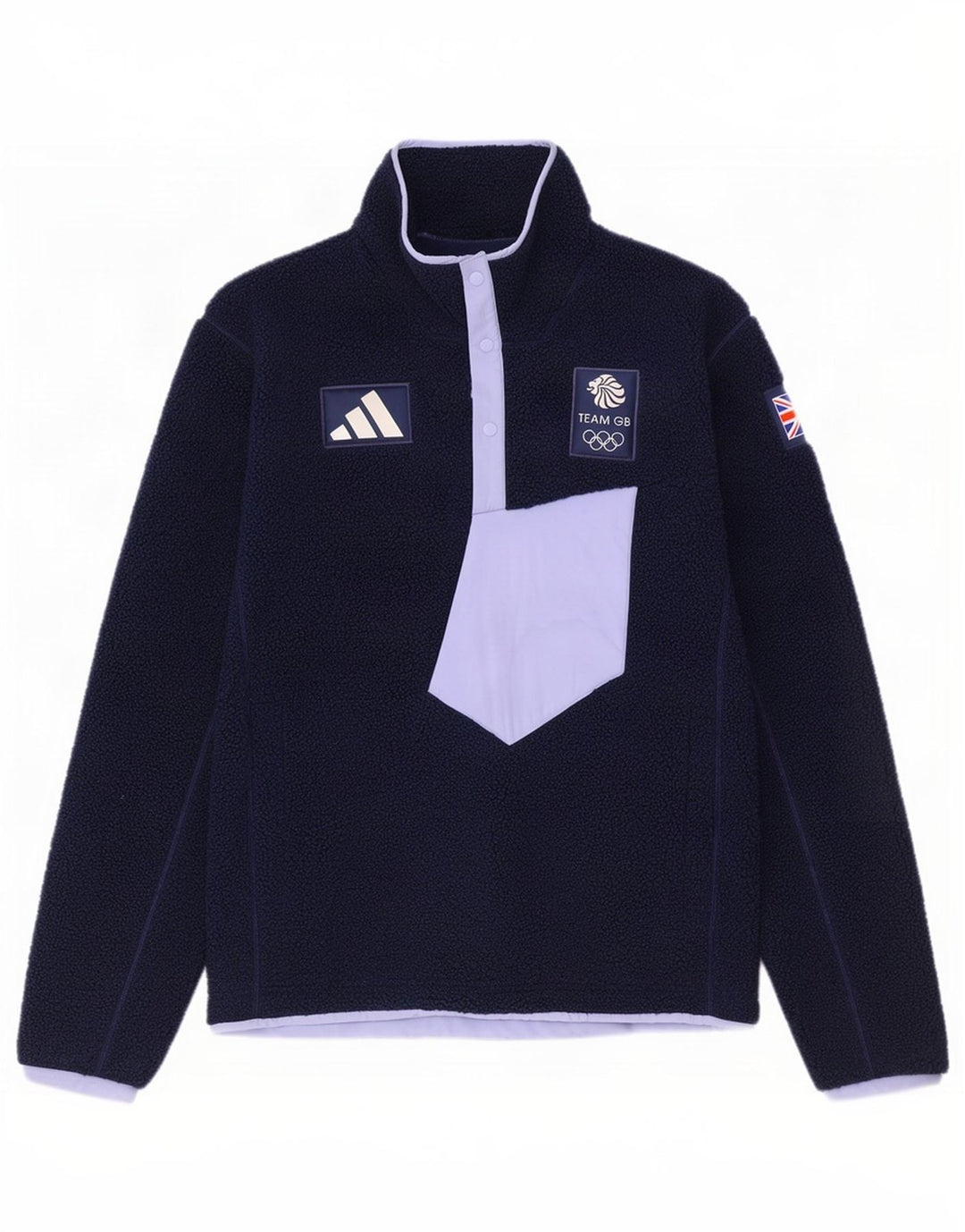Adidas Herre Team GB Fleece Jumper med knaphals Medium Navy Blue Colourblock
