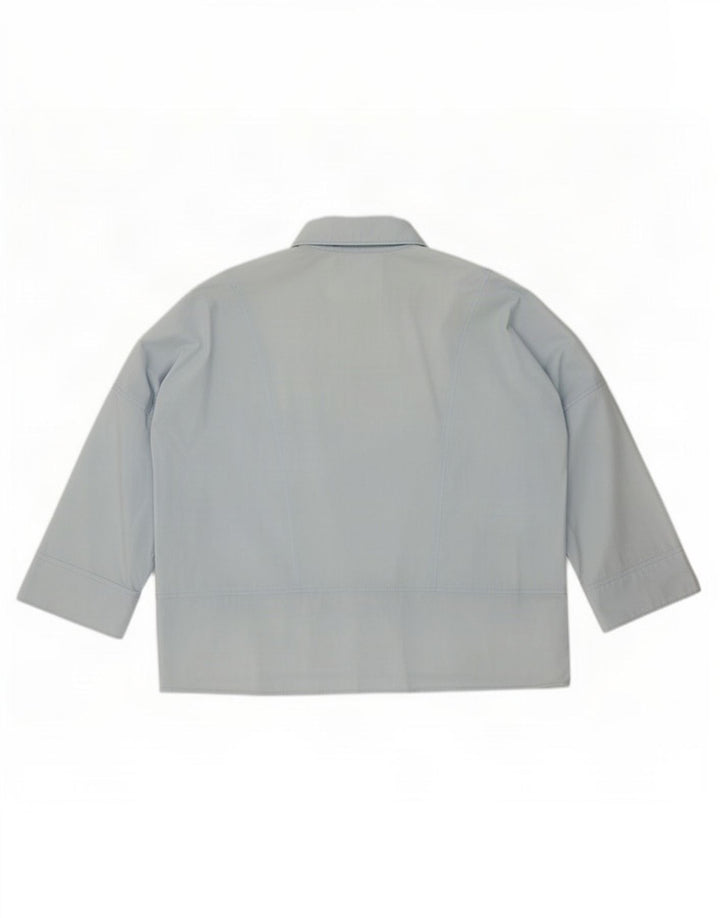 Benetton Dame 3/4 ærmet oversized pullover skjorte UK 10 Small Blue Bomuld