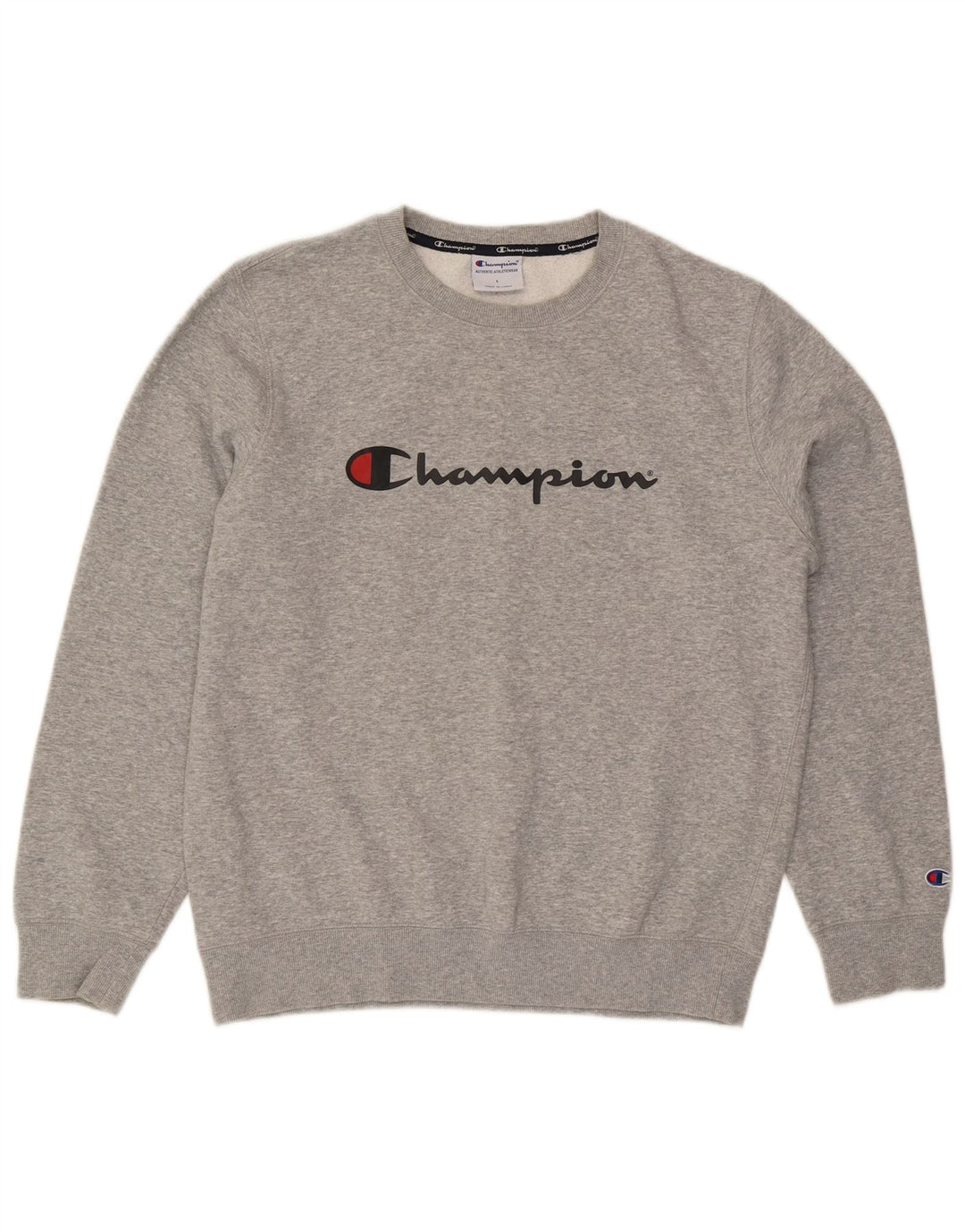 Champion Herre Grafisk Sweatshirt Jumper Large Grå Flecked Bomuld