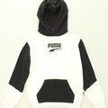 PUMA Girls Graphic Hoodie Jumper 9-10 Years White Colourblock | Vintage Puma | Thrift | Second-Hand Puma | Used Clothing | Messina Hembry 