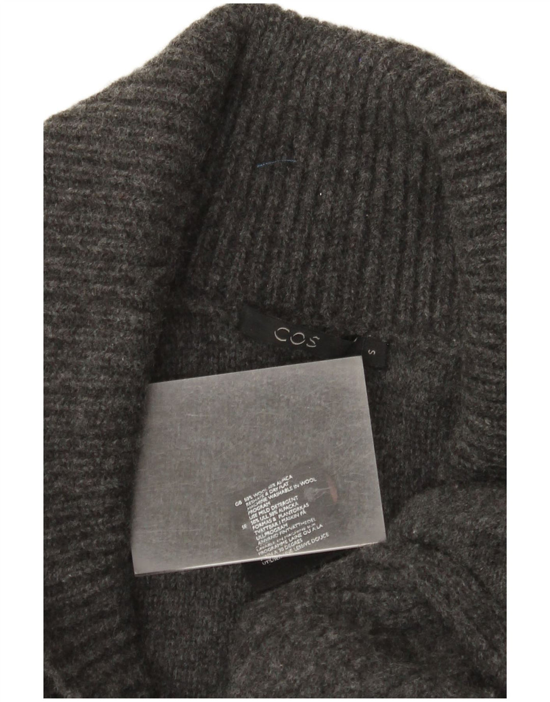 Cos Dame Longline Cardigan Sweater UK 10 Small Grey Wool