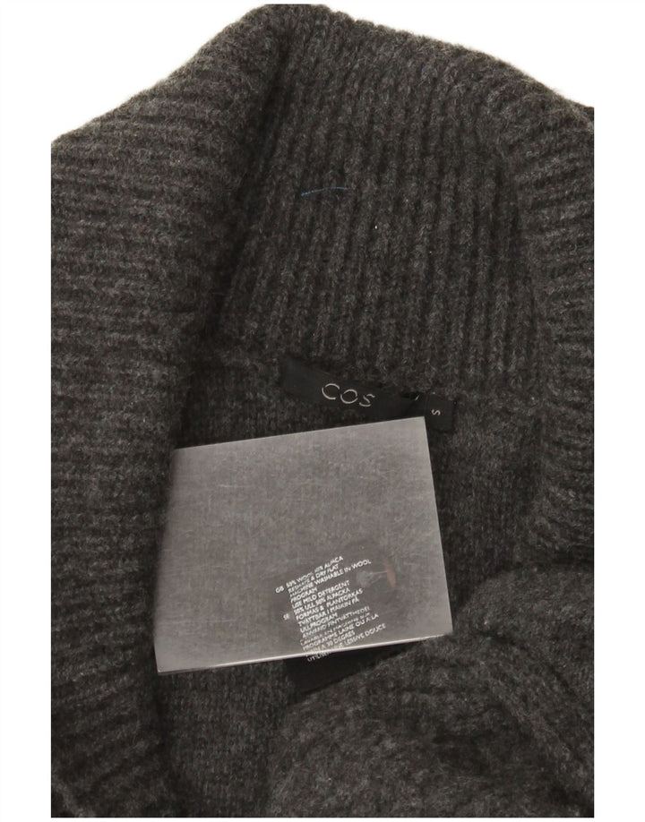 Cos Dame Longline Cardigan Sweater UK 10 Small Grey Wool
