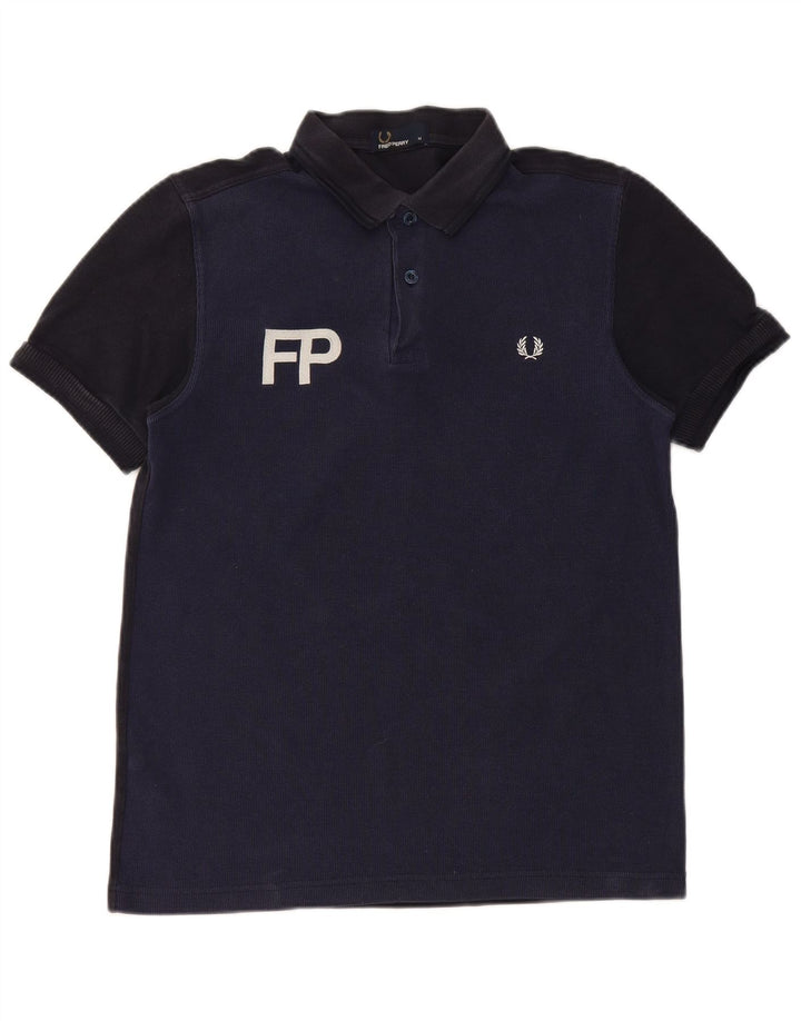 Fred Perry Herre grafisk poloshirt Medium Marineblå Colourblock Bomuld