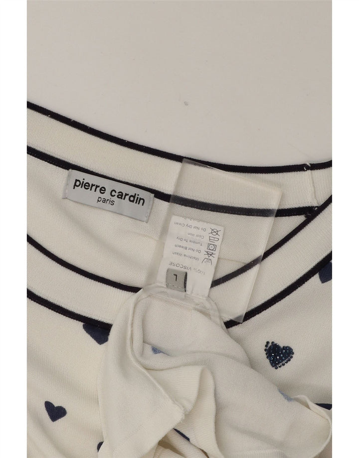 PIERRE CARDIN Womens Abstract Pattern T-Shirt Top UK 16 Large White Vintage Pierre Cardin and Second-Hand Pierre Cardin from Messina Hembry 