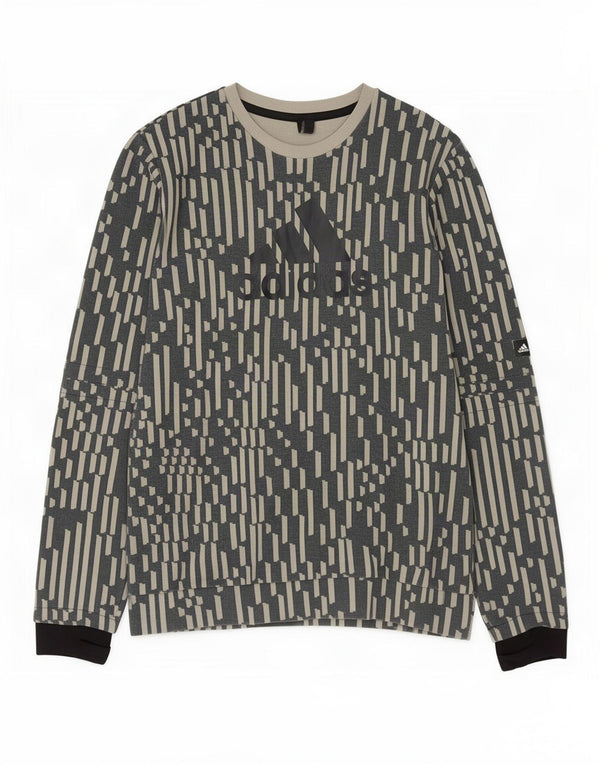 Adidas Drenge Grafisk Sweatshirt Jumper 15-16 år Grå Geometrisk Bomuld