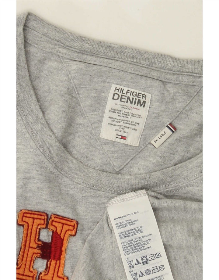 Tommy Hilfiger Herre Grafisk Top Langærmet 2XL Grå Bomuld