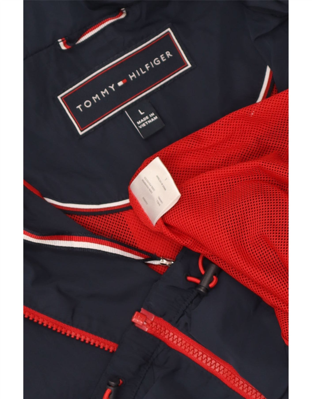 Tommy Hilfiger Regnjakke med hætte til kvinder UK 16 Stor marineblå polyester