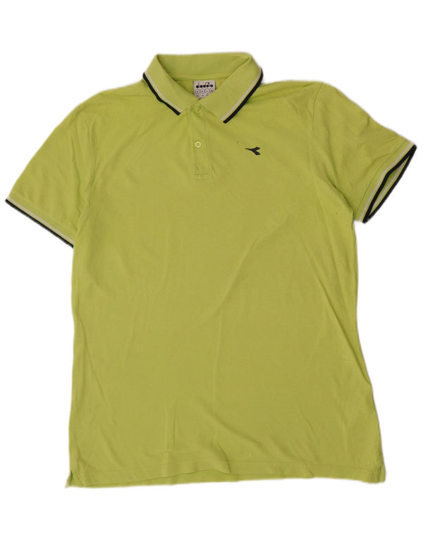 Diadora herre poloshirt XL grøn stribet bomuld