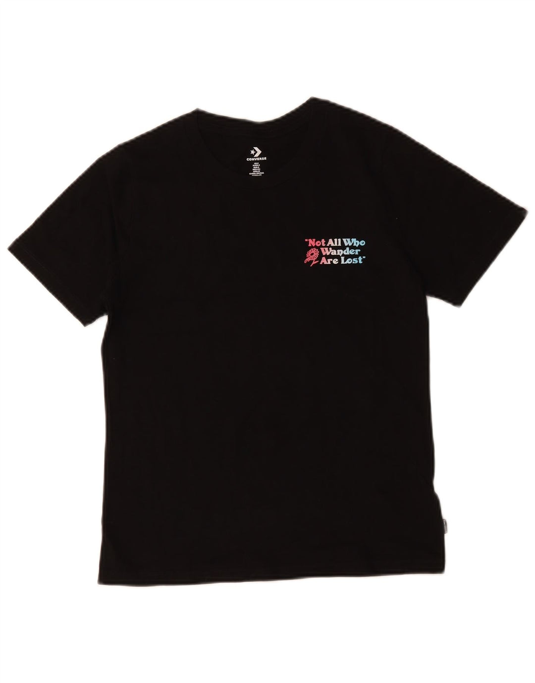 Converse Graphic T-Shirt Top UK 10 Small Black Bomuld