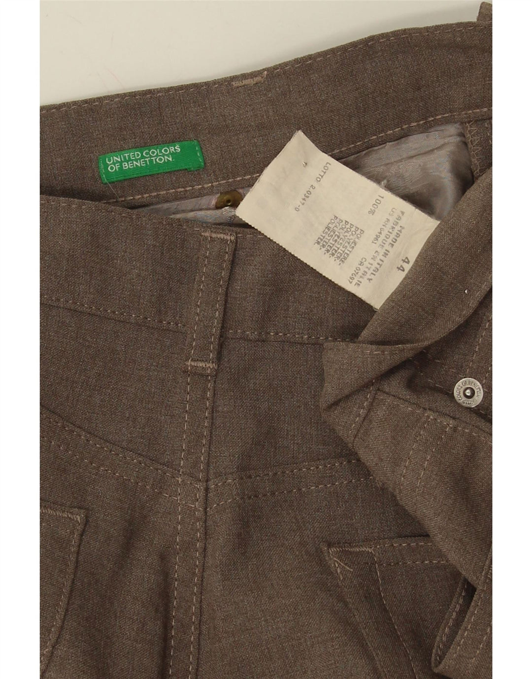 BENETTON Womens Slim Casual Trousers IT 44 Medium W28 L31 Grey Vintage Benetton and Second-Hand Benetton from Messina Hembry 