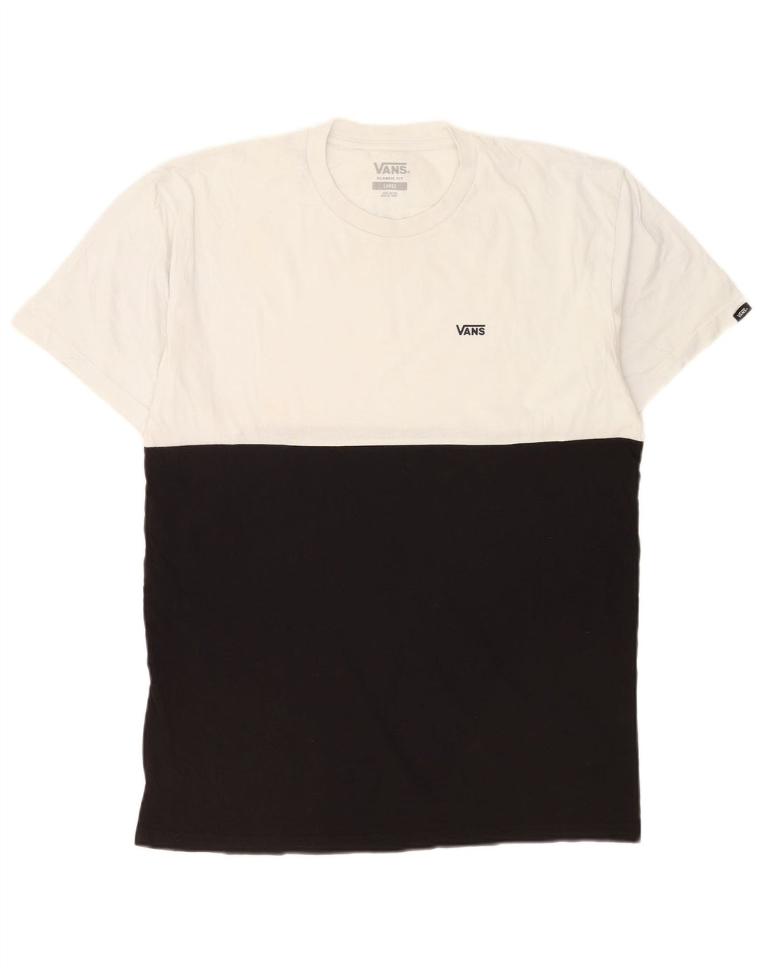 Vans Herre Classic Fit T-Shirt Top Stor Hvid Colourblock Bomuld
