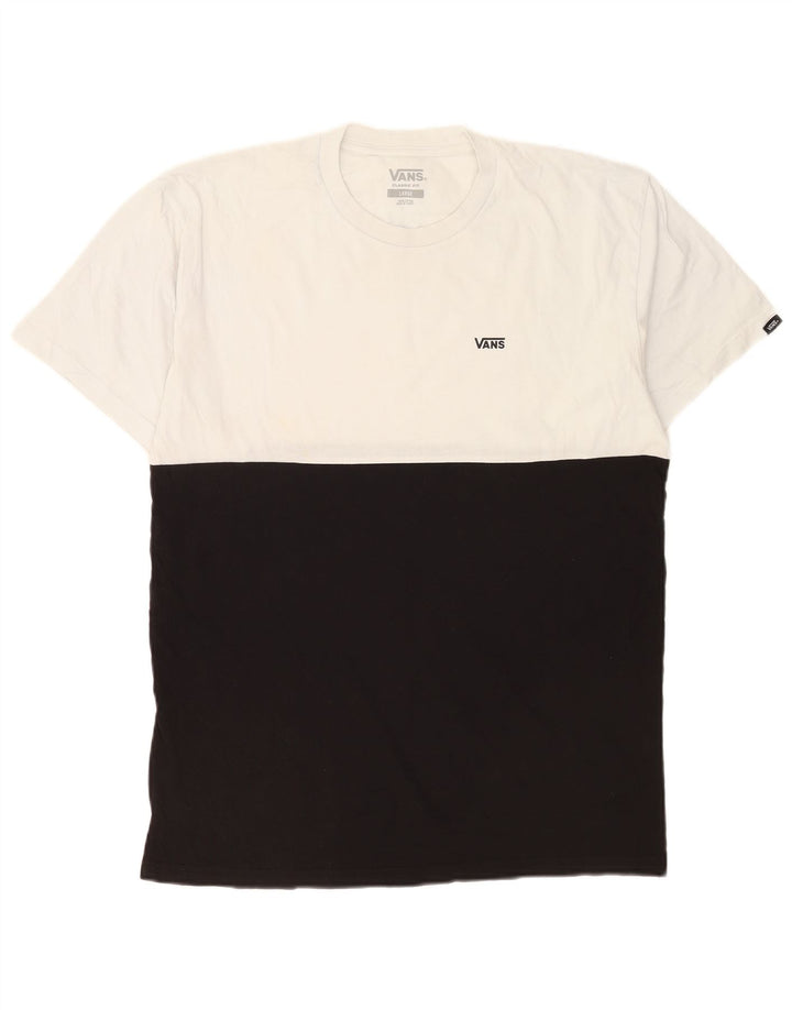 Vans Herre Classic Fit T-Shirt Top Stor Hvid Colourblock Bomuld