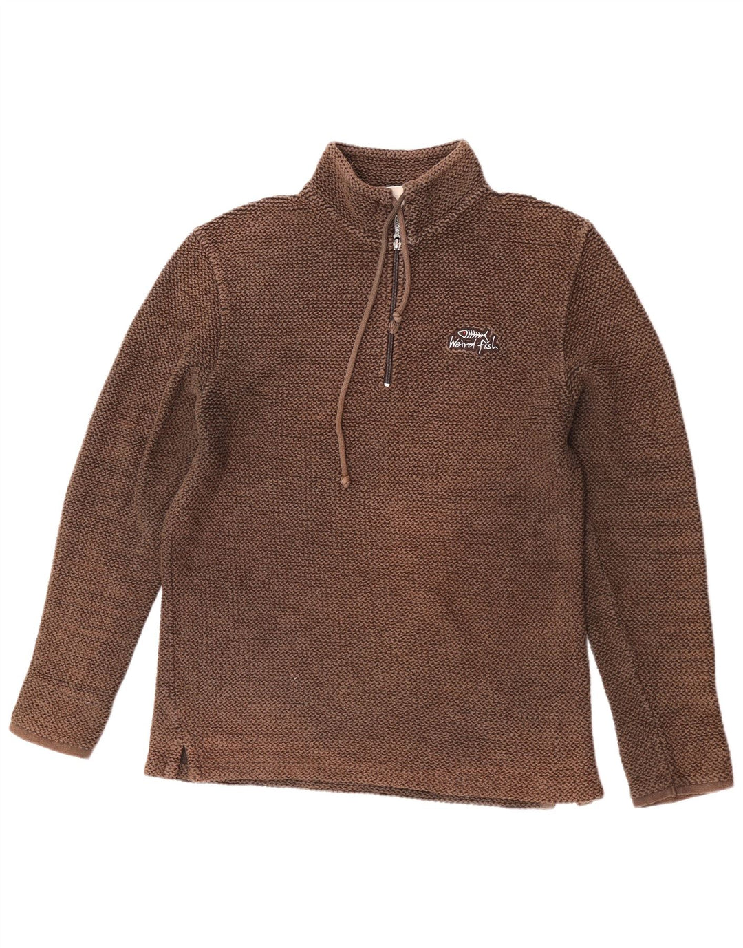 Weird Fish Herre Zip Neck Sweatshirt Jumper Medium Brun