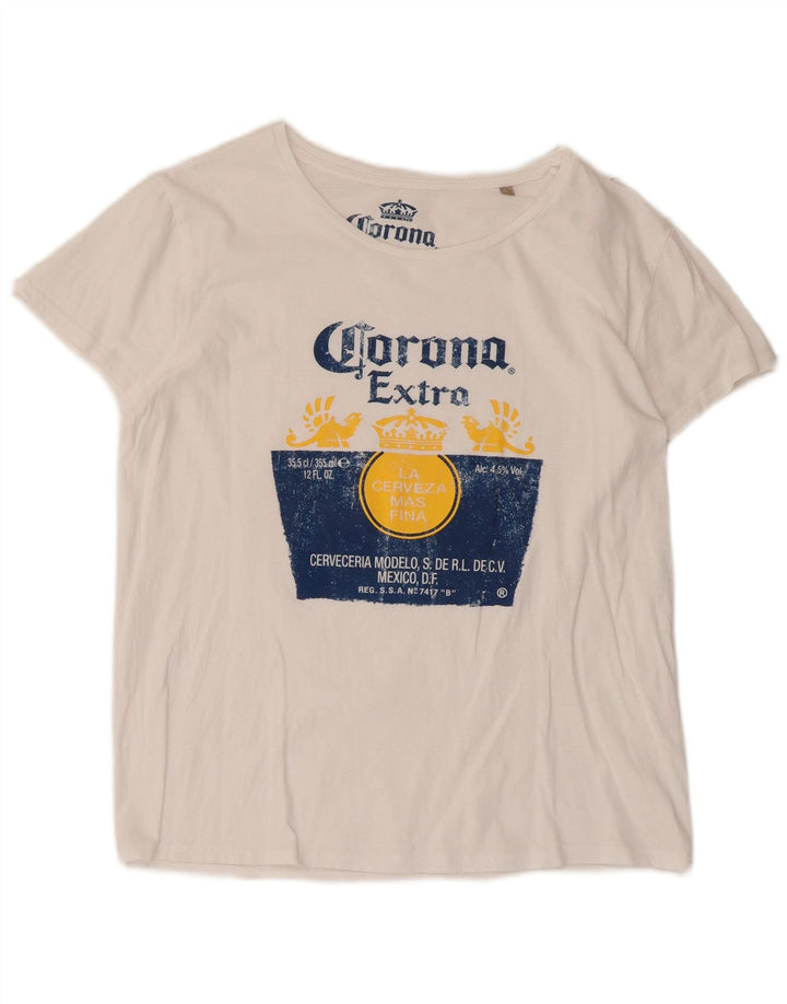 Corona Graphic T-Shirt Top UK 14 Large White