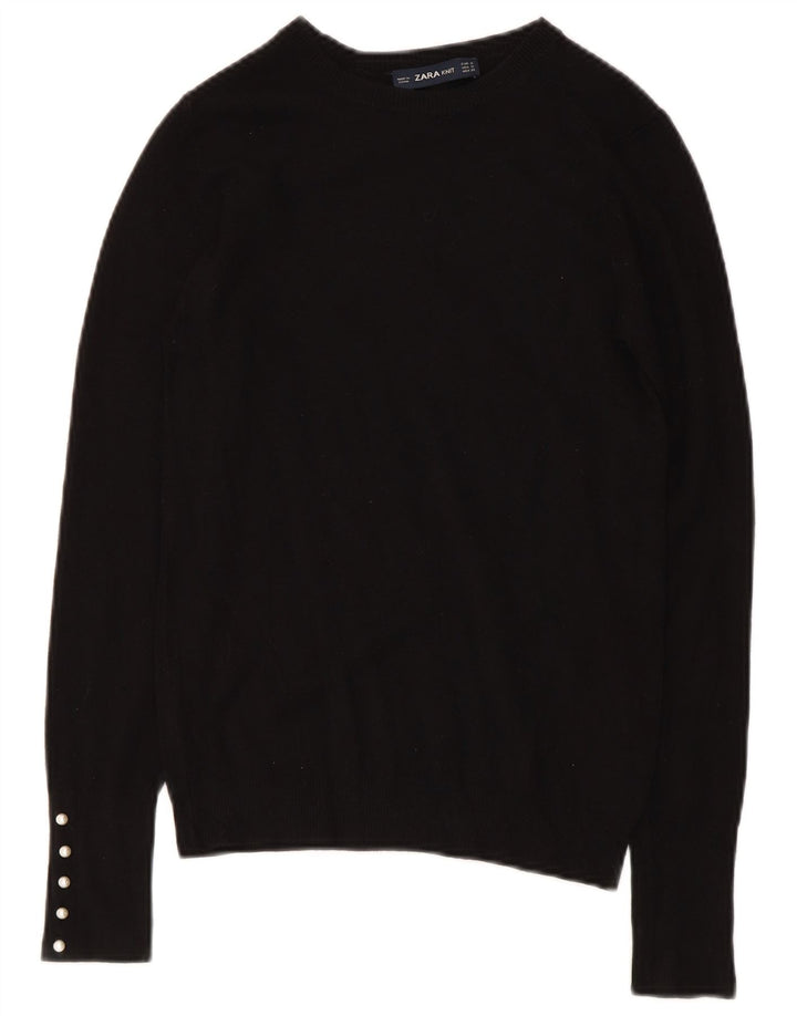 Zara Dame Boat Neck Jumper Sweater UK 8 Small Black