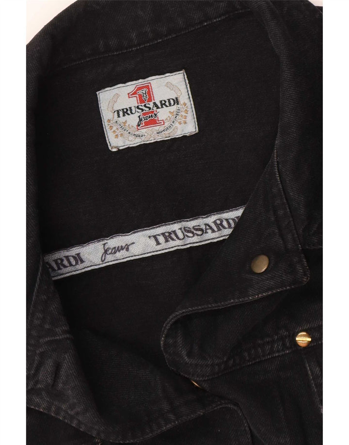 Trussardi Dame Crop Denim Jacket UK 12 Medium Black