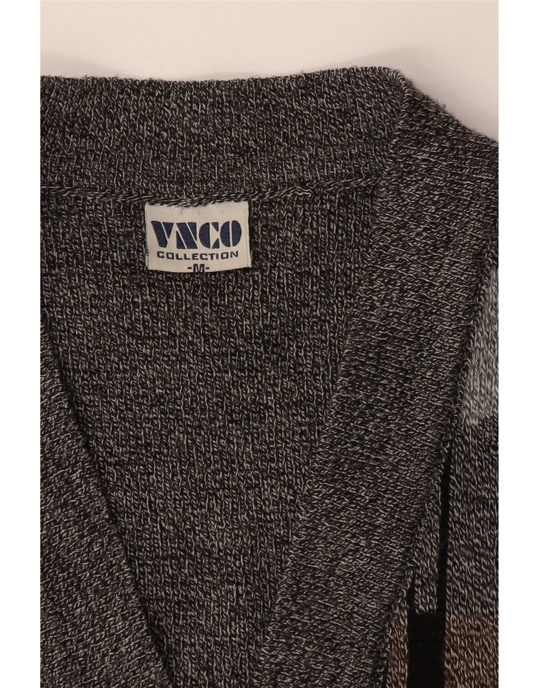 Vintage herre ærmeløs cardigan sweater mellemgrå geometrisk akryl