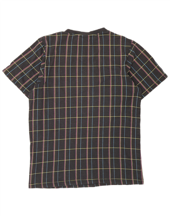NIKE T-shirt top til mænd UK 39/40 Medium sort ternet bomuld