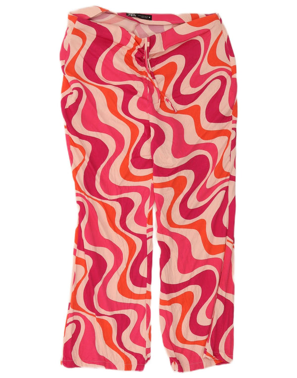 Zara kvinders abstrakt mønster højtaljede cropped bukser XL W32 L24 Pink
