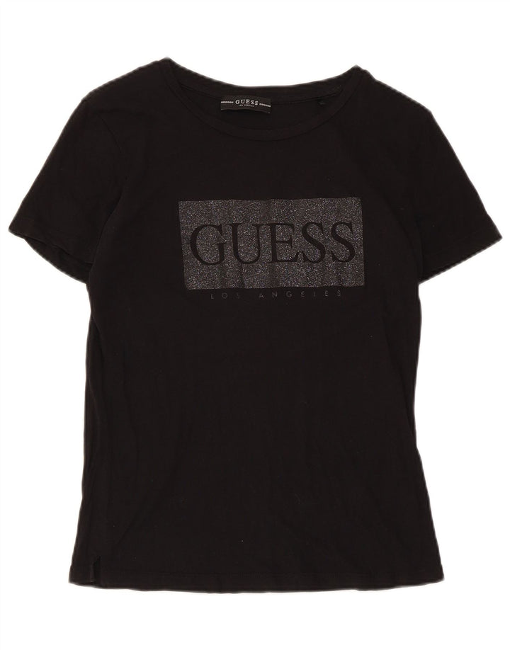 Guess Graphic T-Shirt Top UK 10 Small Black