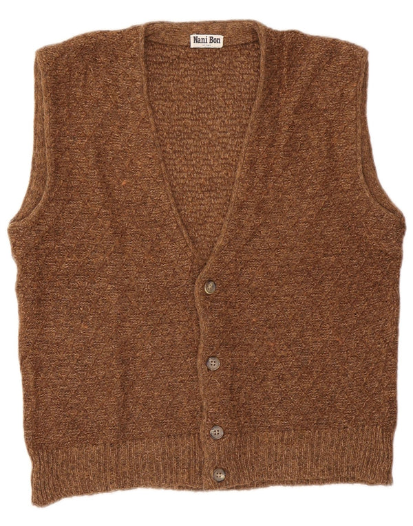 NANI BON Herre ærmeløs cardigan sweater IT 50 Medium Brun Akryl