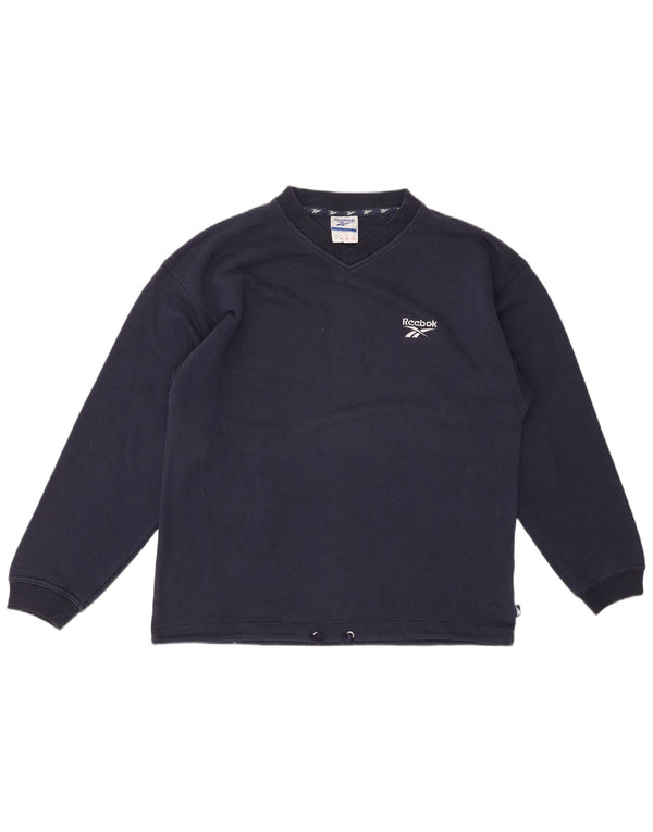 REEBOK Mens Sweatshirt Jumper Small Navy Blue Cotton