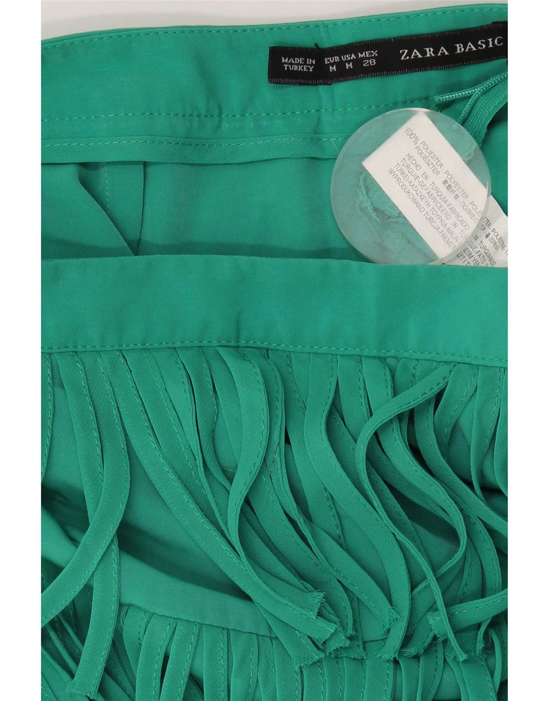 Zara Dame Mini Nederdel Medium W28 Grøn Polyester