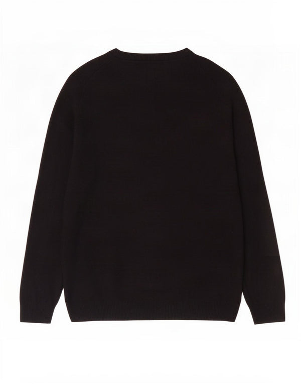 Marks & Spencer Herre Regular Fit Boat Neck Jumper Sweater Large Black Wool