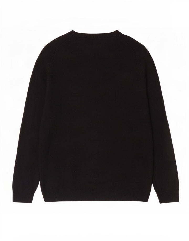 Marks & Spencer Herre Regular Fit Boat Neck Jumper Sweater Large Black Wool