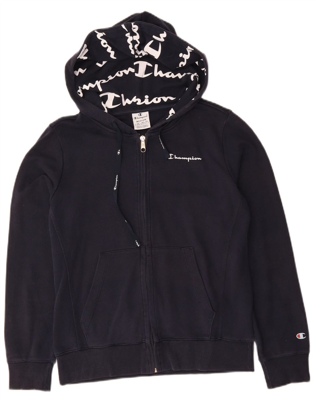 CHAMPION Dame-hættetrøje med lynlås UK 14 Mellem marineblå bomuld