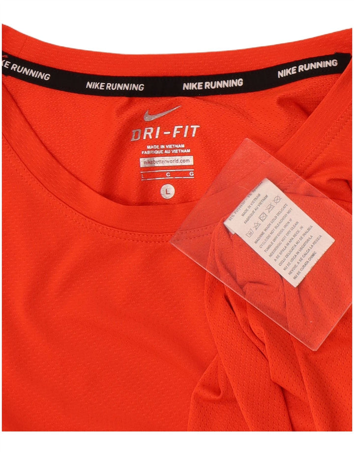 Nike Dame Dri Fit Grafisk T-Shirt Top UK 14 Stor Orange Polyester