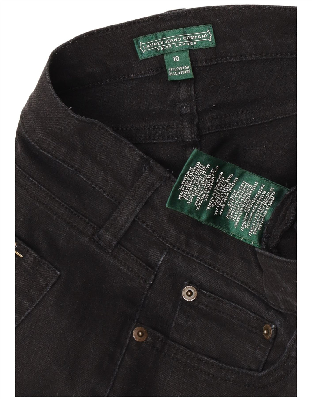 Ralph Lauren Dame Slim Jeans US 10 Large W32 L30 Sort Bomuld