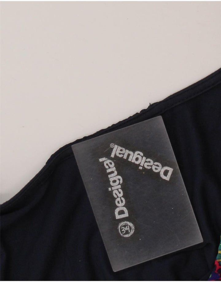 Desigual kvinders abstrakt mønster ærmeløs basiskjole EU 34 XS marineblå