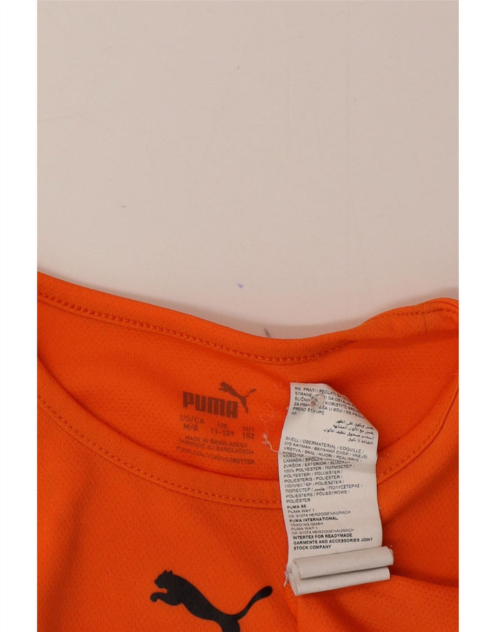 Puma Boys T-Shirt Top 11-12 år Orange Colourblock Polyester