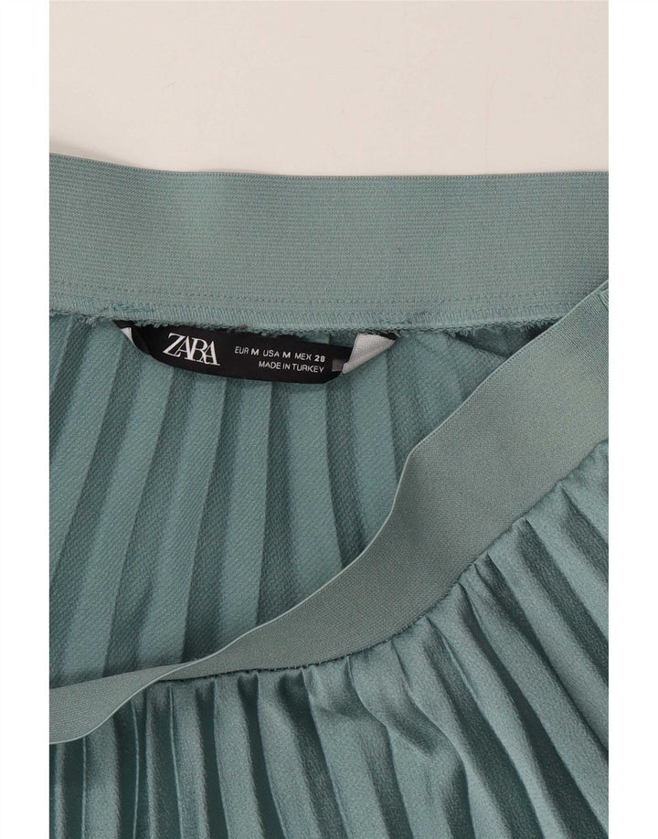 Zara kvinders asymmetrisk plisseret nederdel Medium W28 Grøn polyester