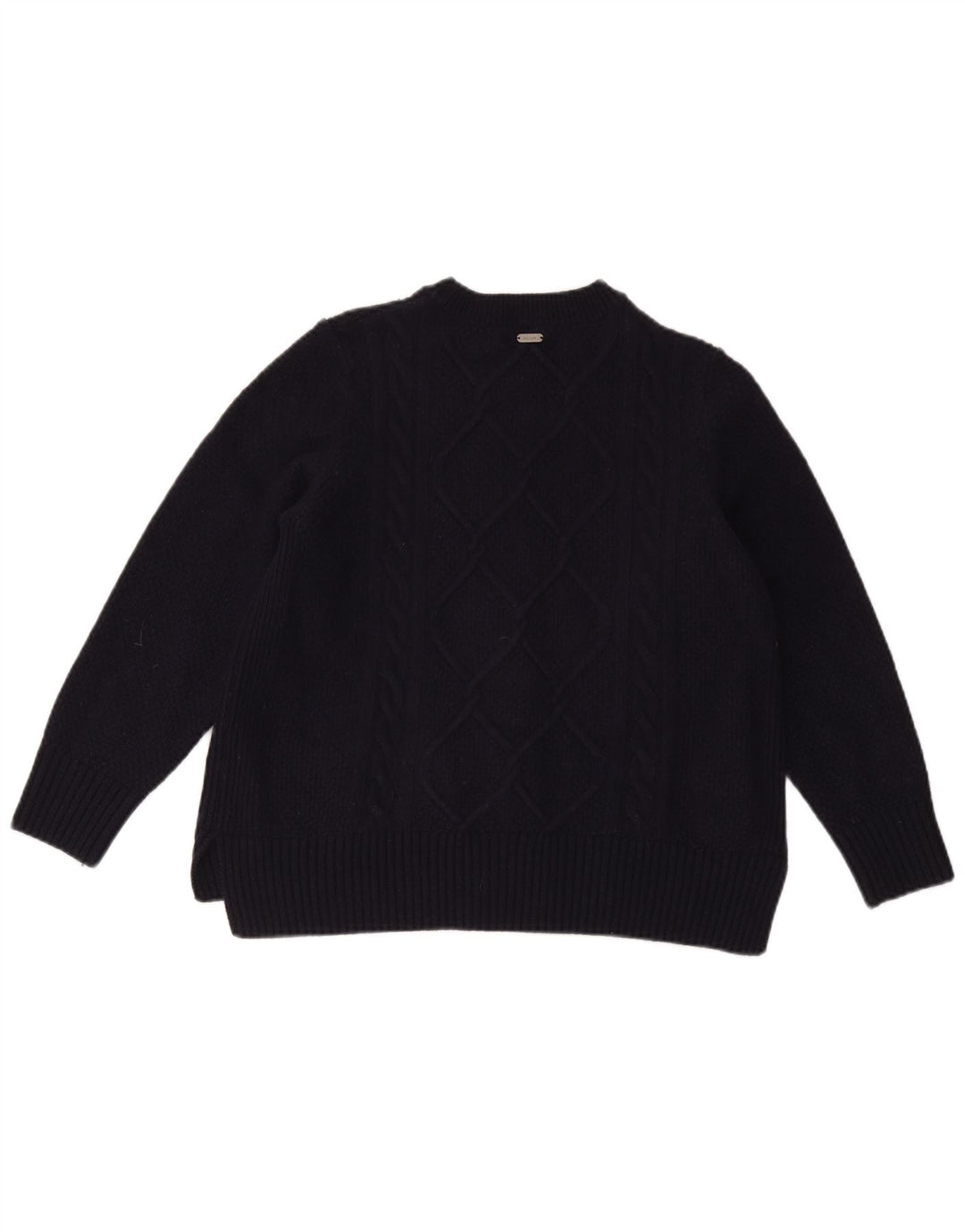 Barbour Dame Crew Neck Jumper Sweater UK 14 Large Navy Blue Wool