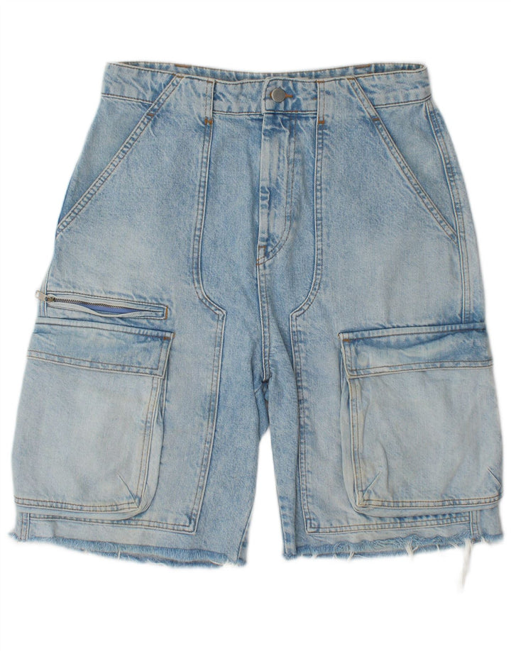 Zara Herre Cargo Denim Shorts EU 40 Medium W31 Blå