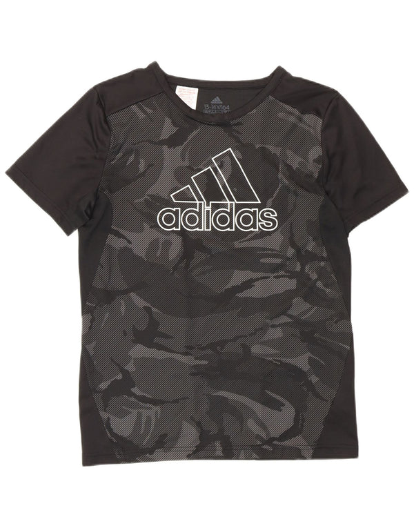 Adidas drenge grafisk t-shirt top 13-14 år sort geometrisk sport