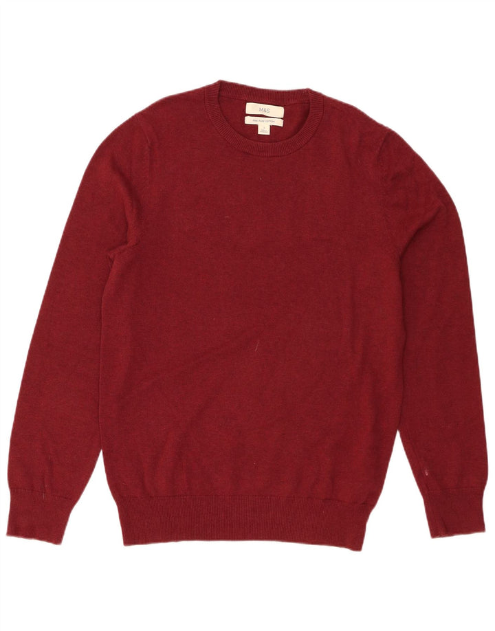 Marks & Spencer Herre sweater med rund hals, lille Bourgogne bomuld
