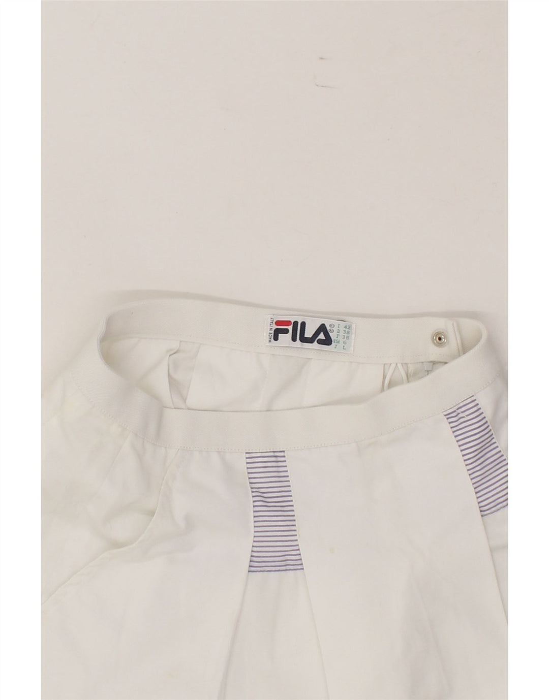 FILA Womens Mini Skirt IT 42 Medium W25  White Vintage Fila and Second-Hand Fila from Messina Hembry 