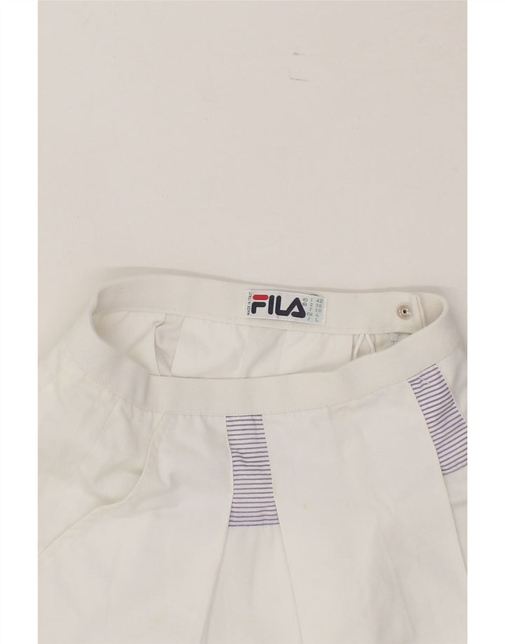 FILA Womens Mini Skirt IT 42 Medium W25  White Vintage Fila and Second-Hand Fila from Messina Hembry 
