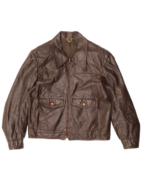 Eton Dame Læderjakke UK 12 Medium Brun Læder