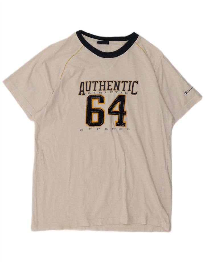 CHAMPION Herre Grafisk T-Shirt Top Stor Hvid Bomuld