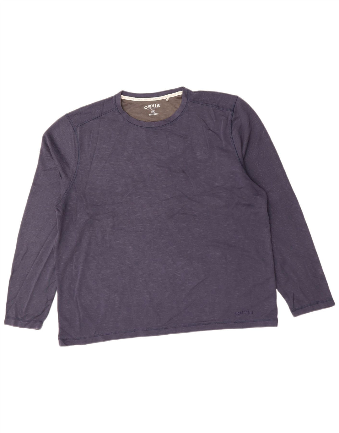 ORVIS Herre Top Langærmet 2XL Navy Blue Flecked Rayon