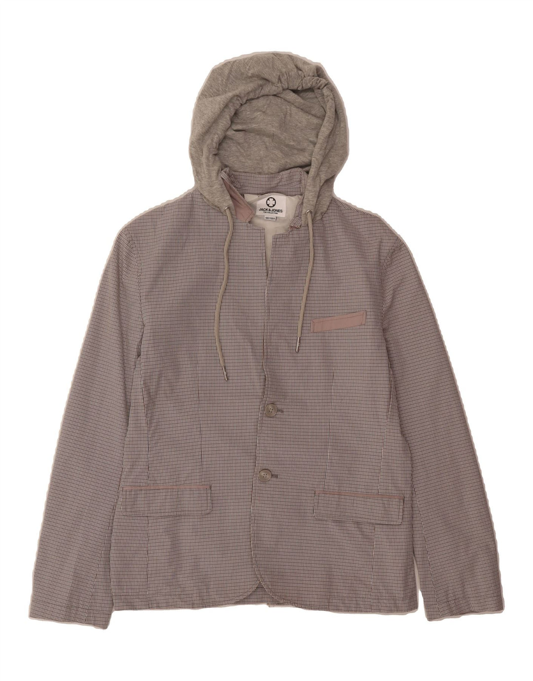 JACK & JONES Boys Hooded Blazer Jacket 13-14 Years Multicoloured Check Vintage Jack & Jones and Second-Hand Jack & Jones from Messina Hembry 