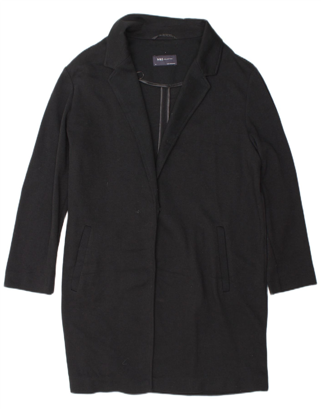 Marks & Spencer Dame Oversized Overfrakke UK 14 Large Navy Blue Polyester
