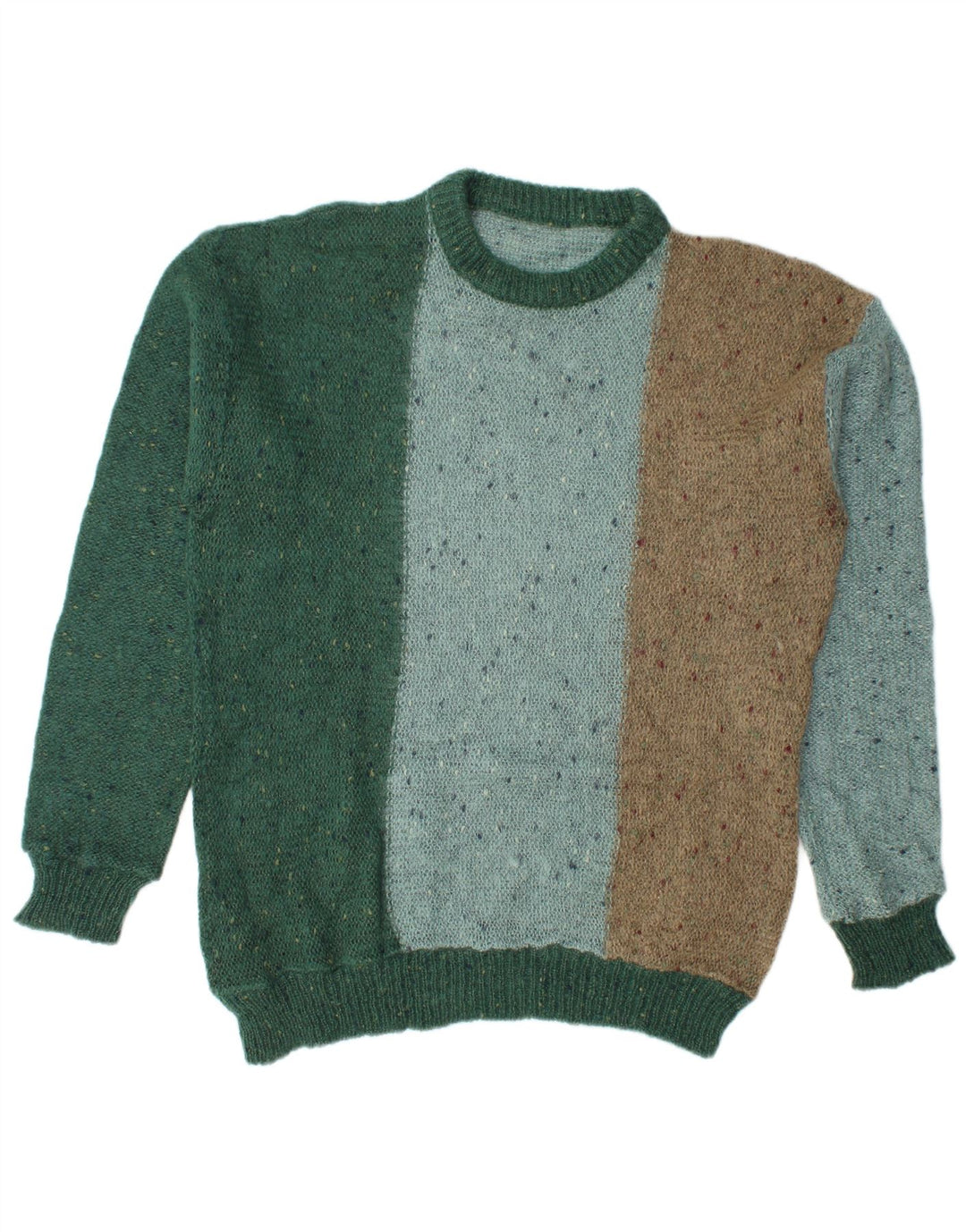 Vintage sweater med rund hals til mænd IT 54 XL flerfarvet flækket uld