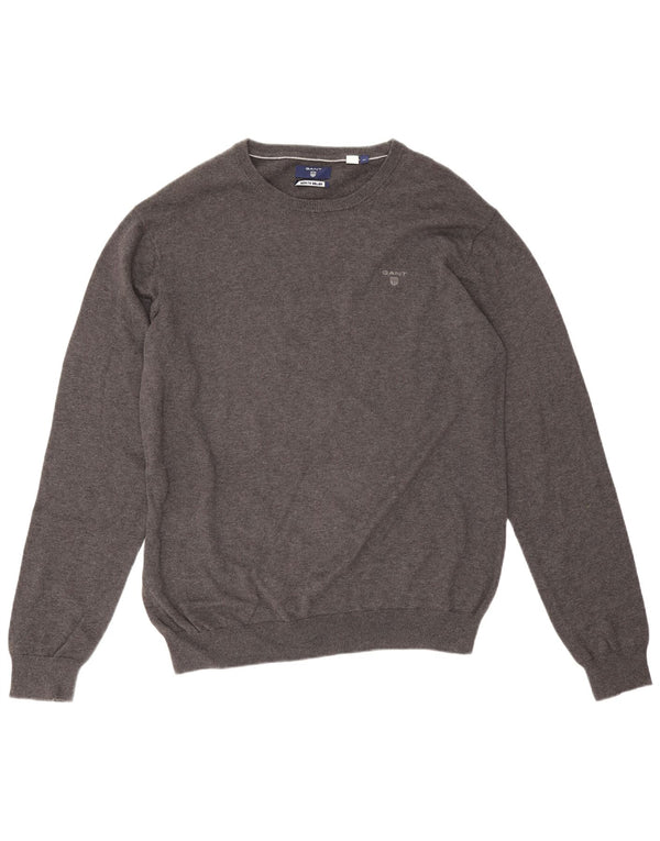 Gant herre sweater med rund hals XL grå bomuld